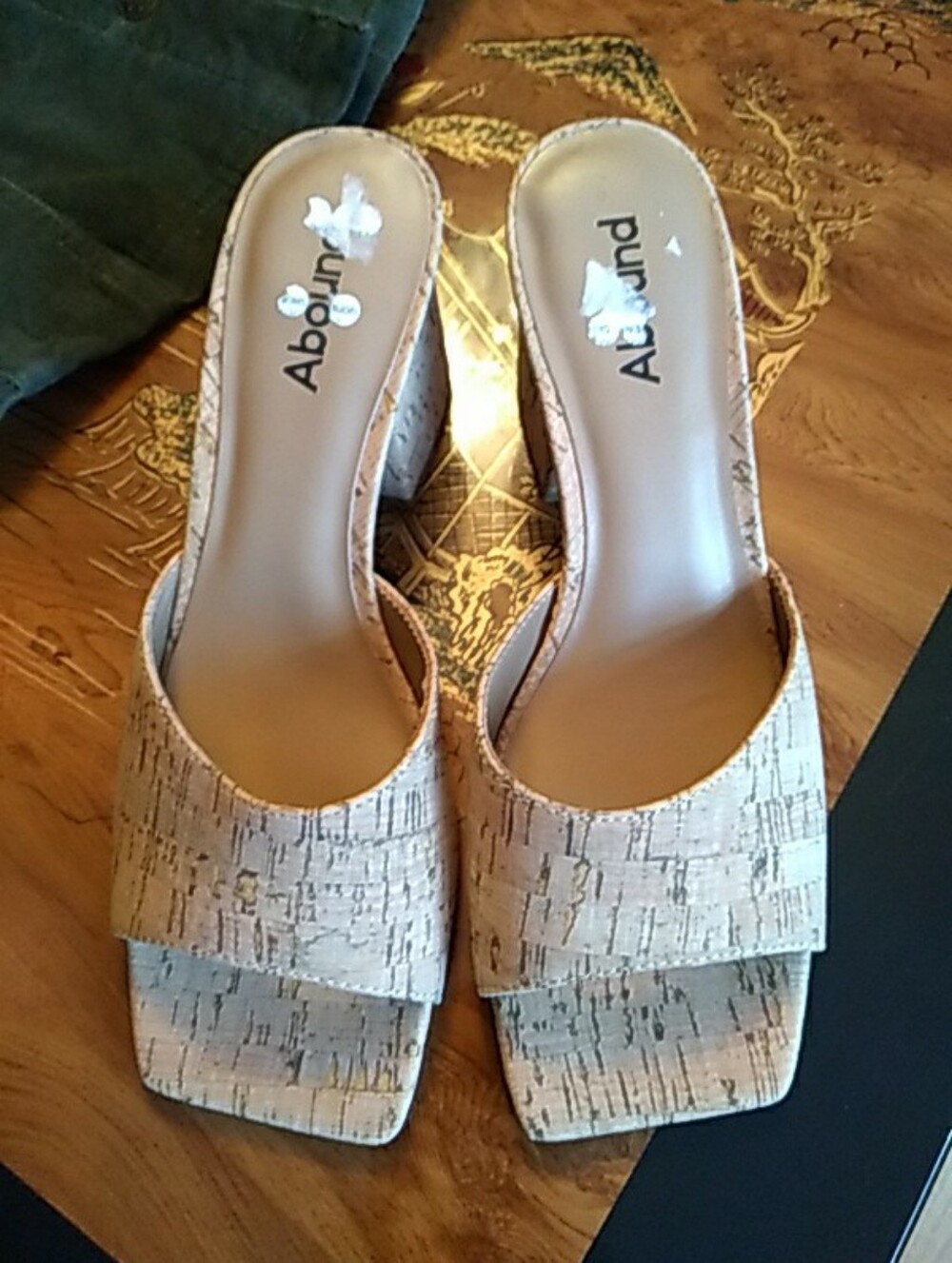 New Women’s Abound Cork Slides, Sandals Mules, Square Toe, Sz 6